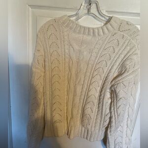 Pink Rose Ivory Cable Knit Sweater